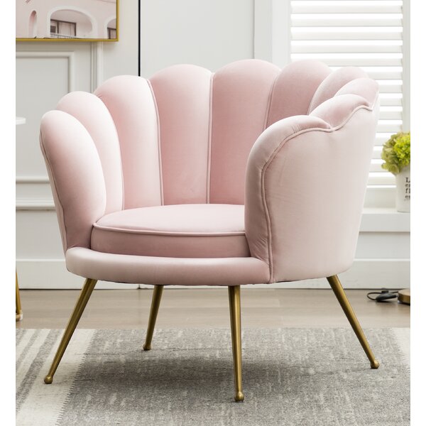 Wide Tufted Velvet Barrel Chair : Everly Quinn Sevinc 33.5" Wide Tufted